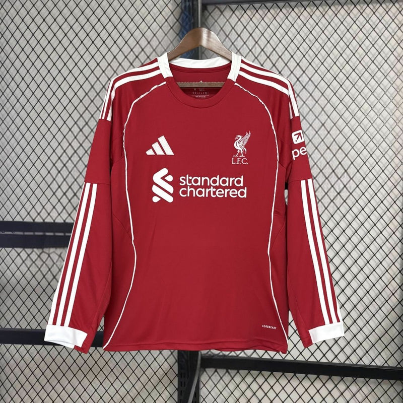 Camisa Liverpool  2025/2026 - Manga Longa Adidas Versão Torcedor Pro Masculino