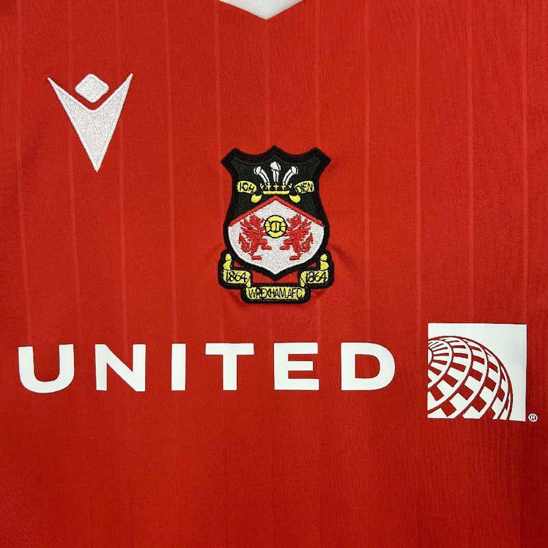 amisa Home Wrexham AFC 2025/26 - Vermelha Retrô (Macron) Torcedor Masculina