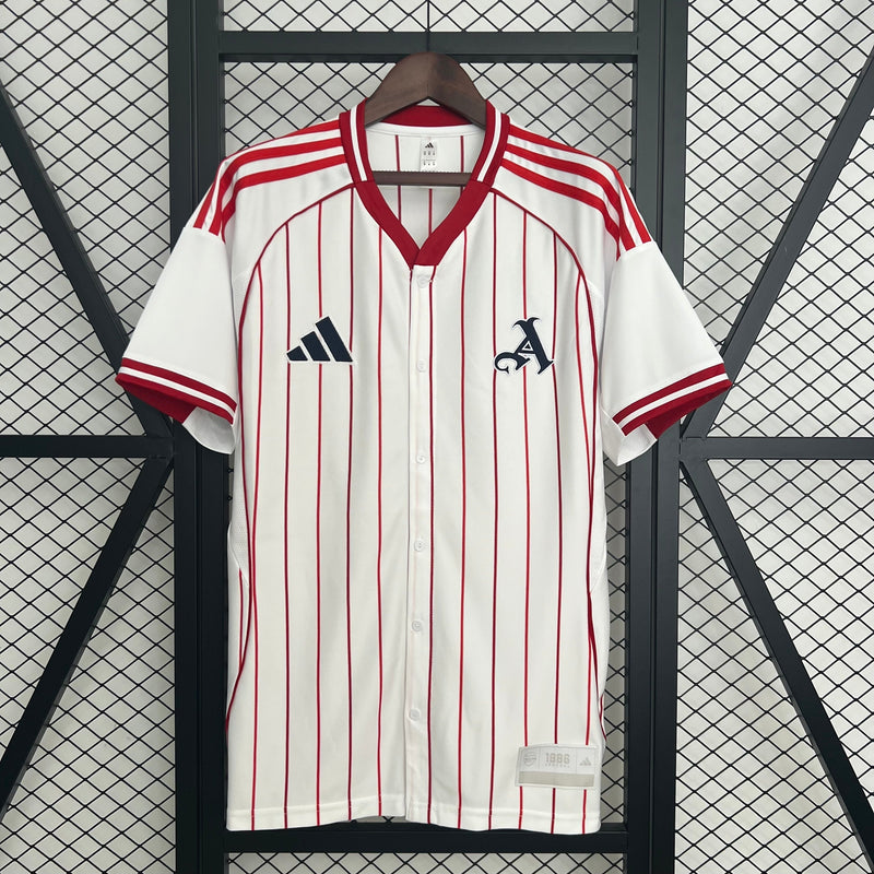 CAMISA DE BASEBOL DO ARSENAL 25/26 BRANCO E VERMELHO