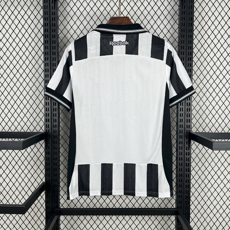 Camisa Botafogo Titular 2025/2026 Home Adidas Original | Gola Polo | Listrada Preto e Branco sem logotipo de patrocínio.