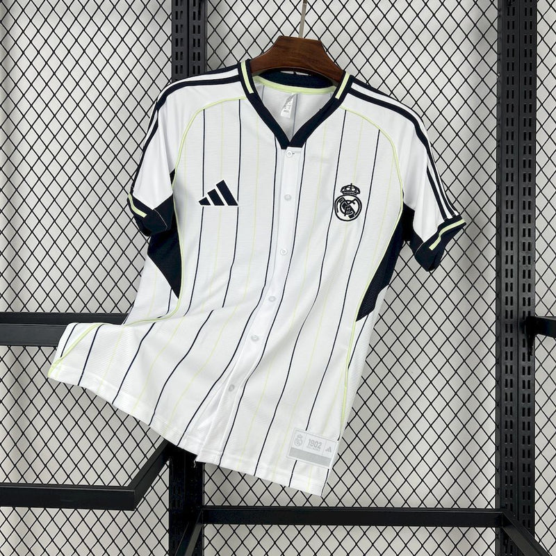 CAMISA DE BASEBOL DO REAL MADRID 25/26 BRANCO E PRETO